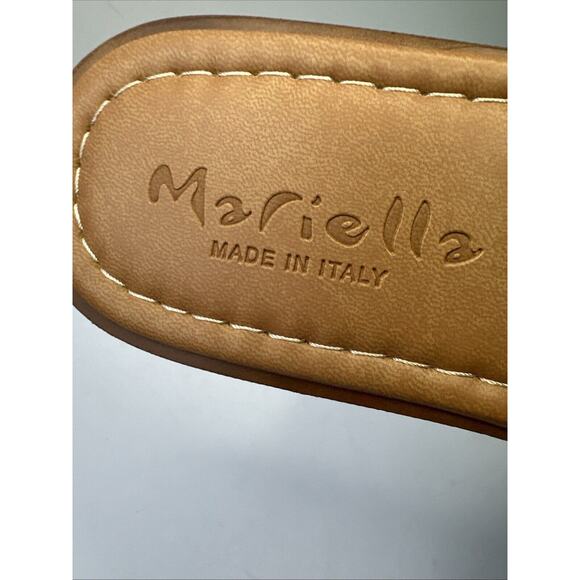 Mariella Leather Slip-On Sandals Faux Diamond Accent Size 8 - Picture 8 of 10